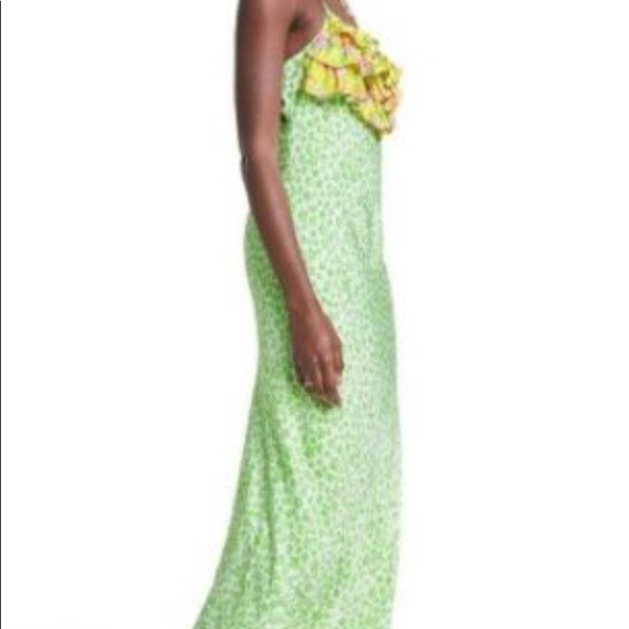 Rixo Green Leopard Sleeveless Ruffle Slip Dress (NWT) - Picture 5 of 5